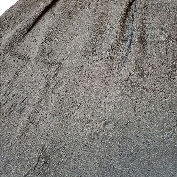 Vintage 70s Dress Black Embossed Floral‎ Short Sleeve Pencil Knee Length 10 M - Picture 3 of 13